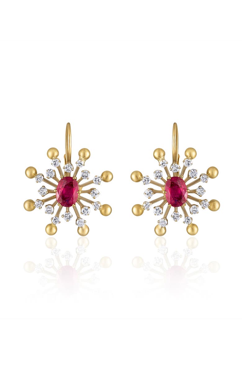 Mindi Mond Diamond & Ruby Spike Drop Earrings, Main, color, 