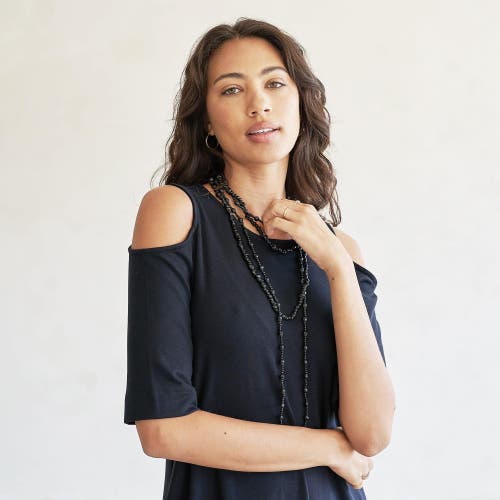 Eavolu Caspian Cold-shoulder Tunic/dress In Slate