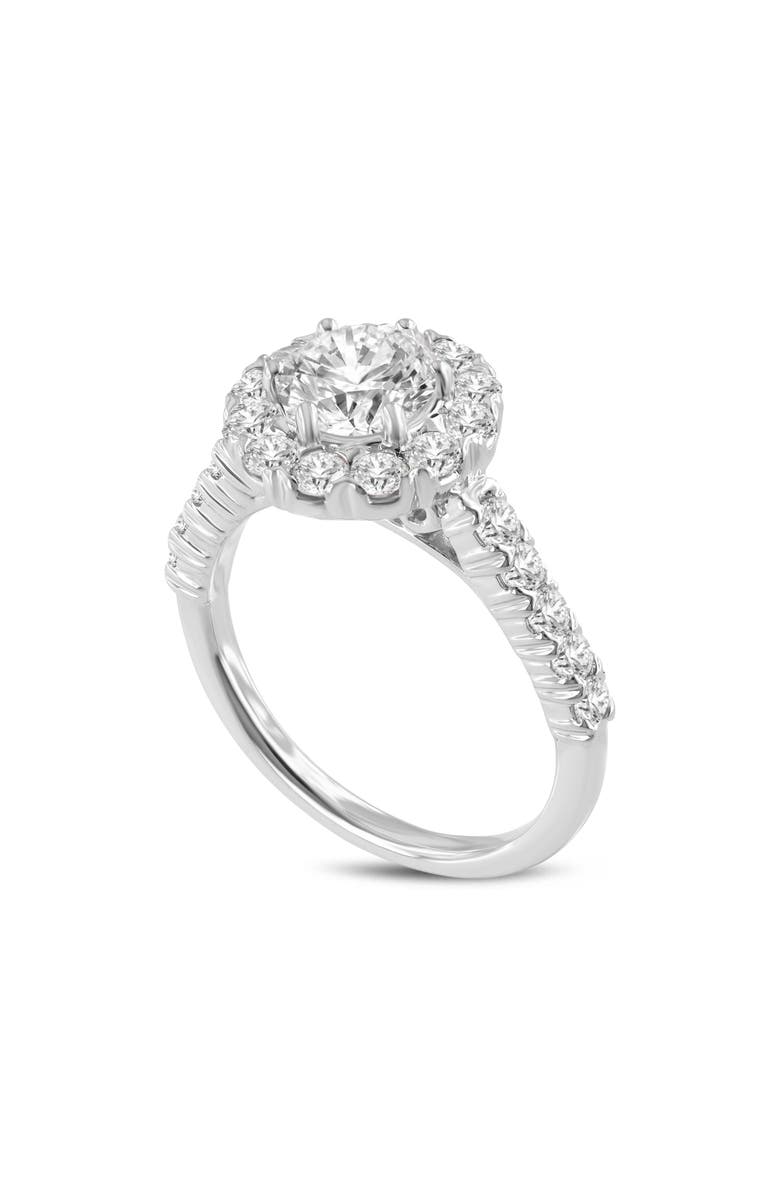 LuvMyJewelry Seraphine 14K White Gold Round Cut Lab Grown Diamond Halo Engagement Ring - 2 Ct, Main, color, 14K White Gold