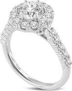 LuvMyJewelry Seraphine 14K White Gold Round Cut Lab Grown Diamond Halo Engagement Ring - 2 Ct