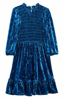 Kids' Ruffle Crushed Velvet Babydoll Dress