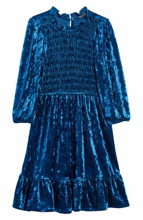 Kids' Ruffle Crushed Velvet Babydoll Dress