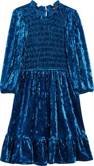 Ava & Yelly Kids' Ruffle Crushed Velvet Babydoll Dress
