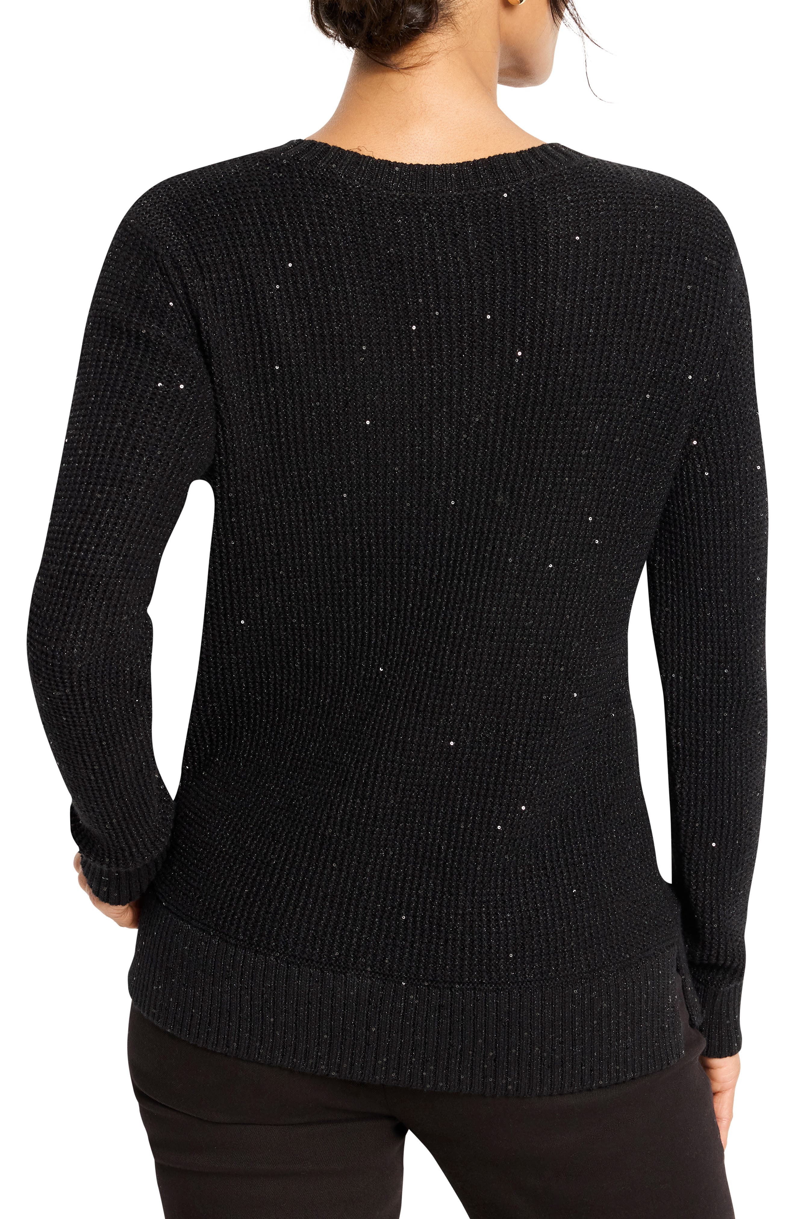 Shimmer V-Neck Waffle Stitch Sweater - image 2