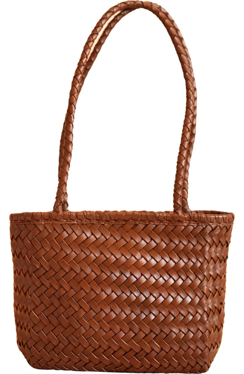 PINK HALEY Maria Artisan Handwoven Leather Mini Tote, Main, color, Brown