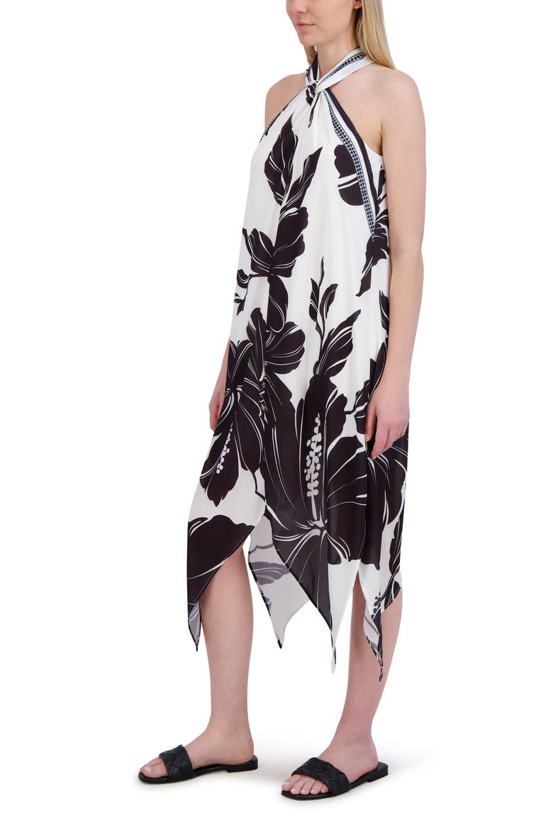 Handkerchief Halter Dress, Alternate, color, WHITE/ BLACK