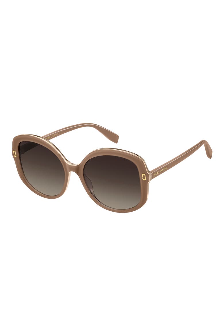 56mm Gradient Round Sunglasses, Alternate, color, BEIGE/ BROWN