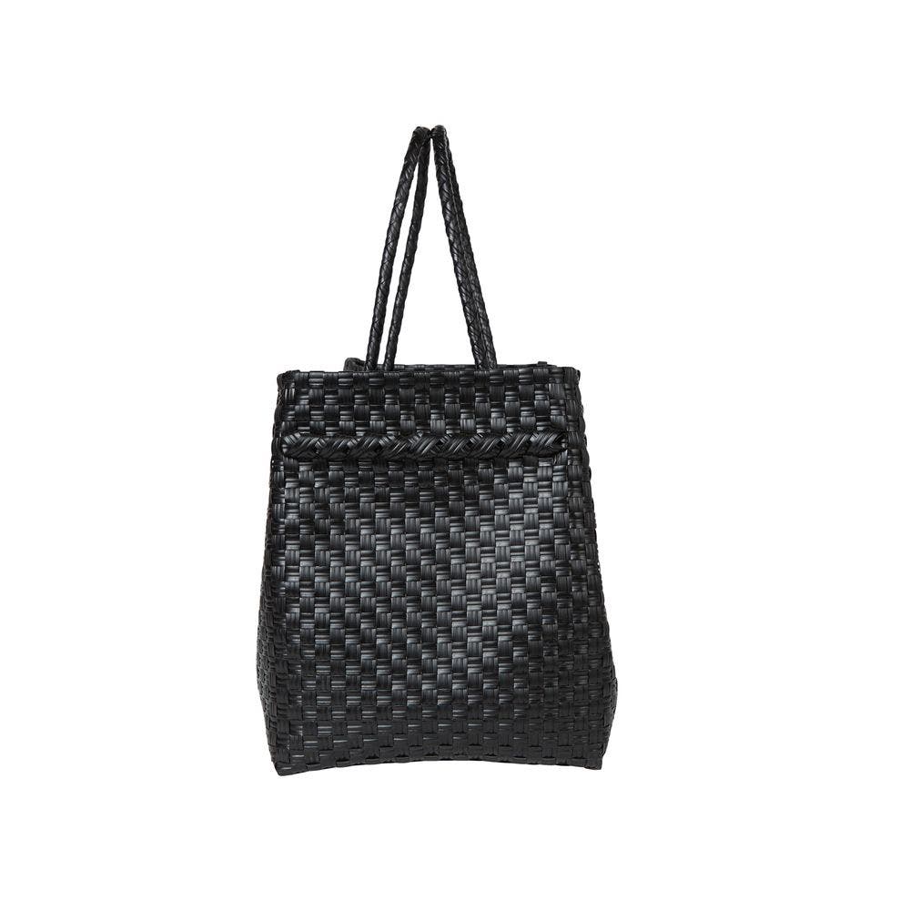 The Midi Piper Handwoven Recycled Plastic Tote, Alternate, color, Black