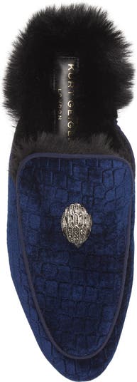 Hugh Velvet & Faux Fur Loafer Mule
