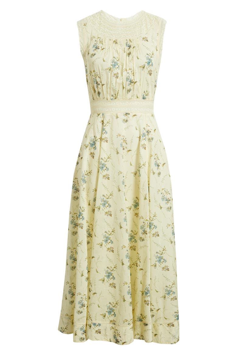 Liliane Floral Lace Detail Organic Cotton Dress, Alternate, color, SUNSHINE PRAIRIE ROSE