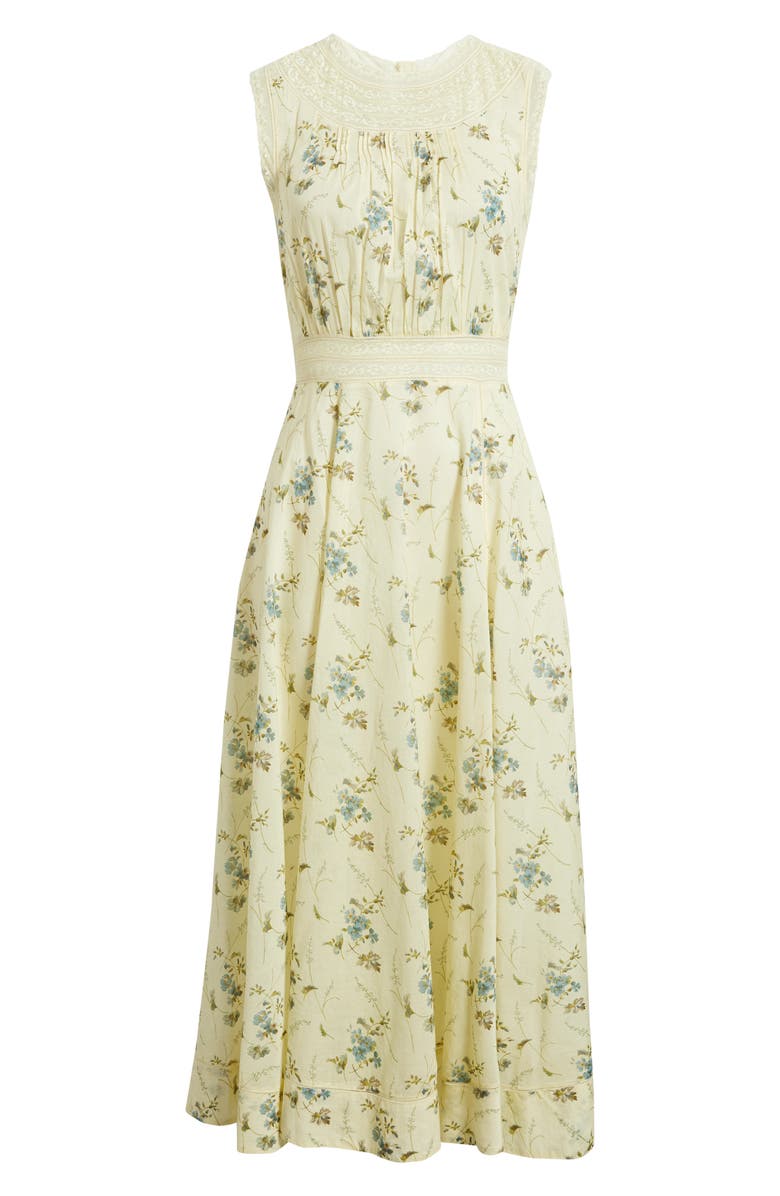 DÔEN Liliane Floral Lace Detail Organic Cotton Dress, Alternate, color, Sunshine Prairie Rose