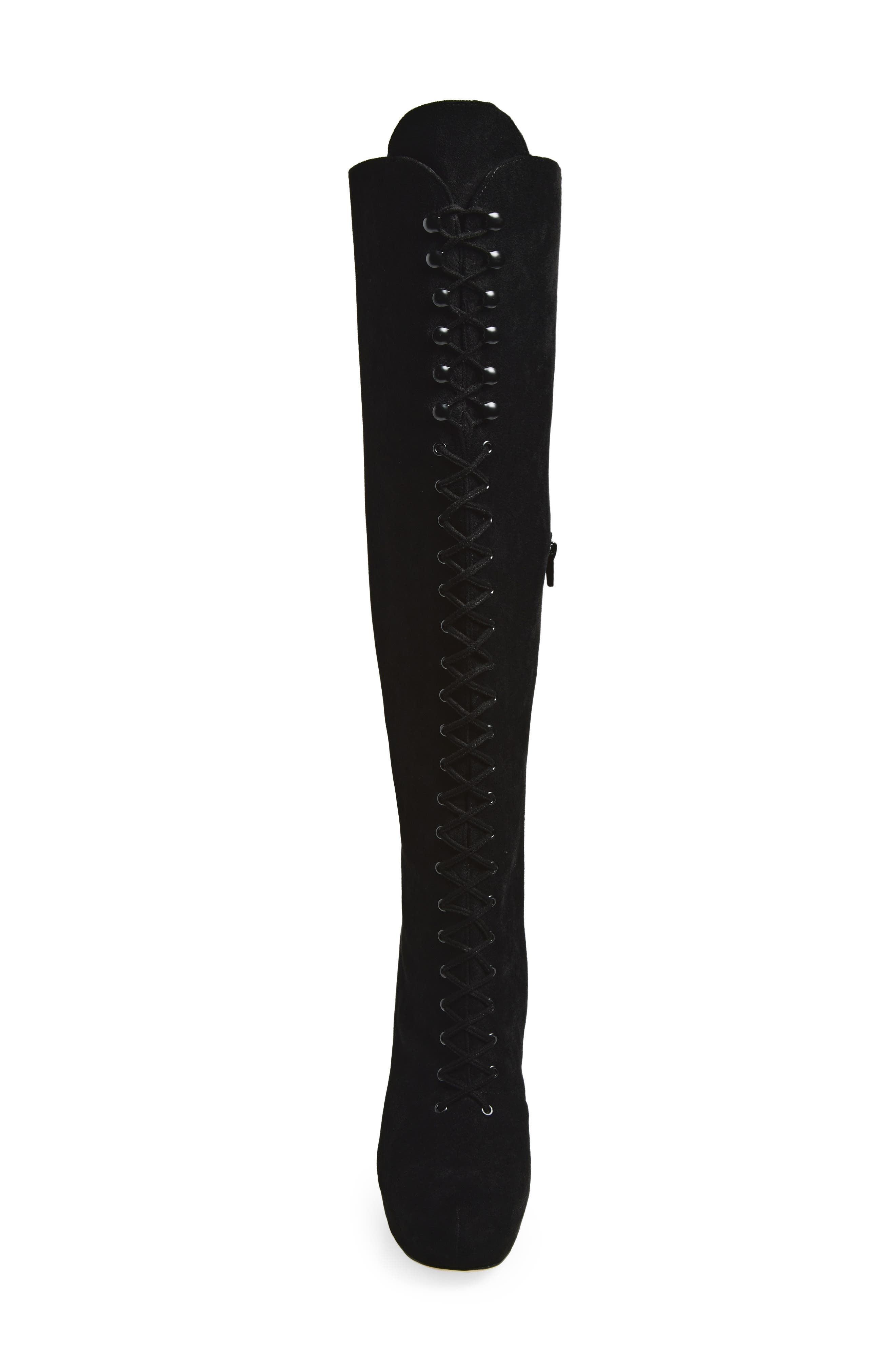 Jeffrey Campbell Pop-Off Faux Suede Tall Boot, Alternate, color, Black Suede