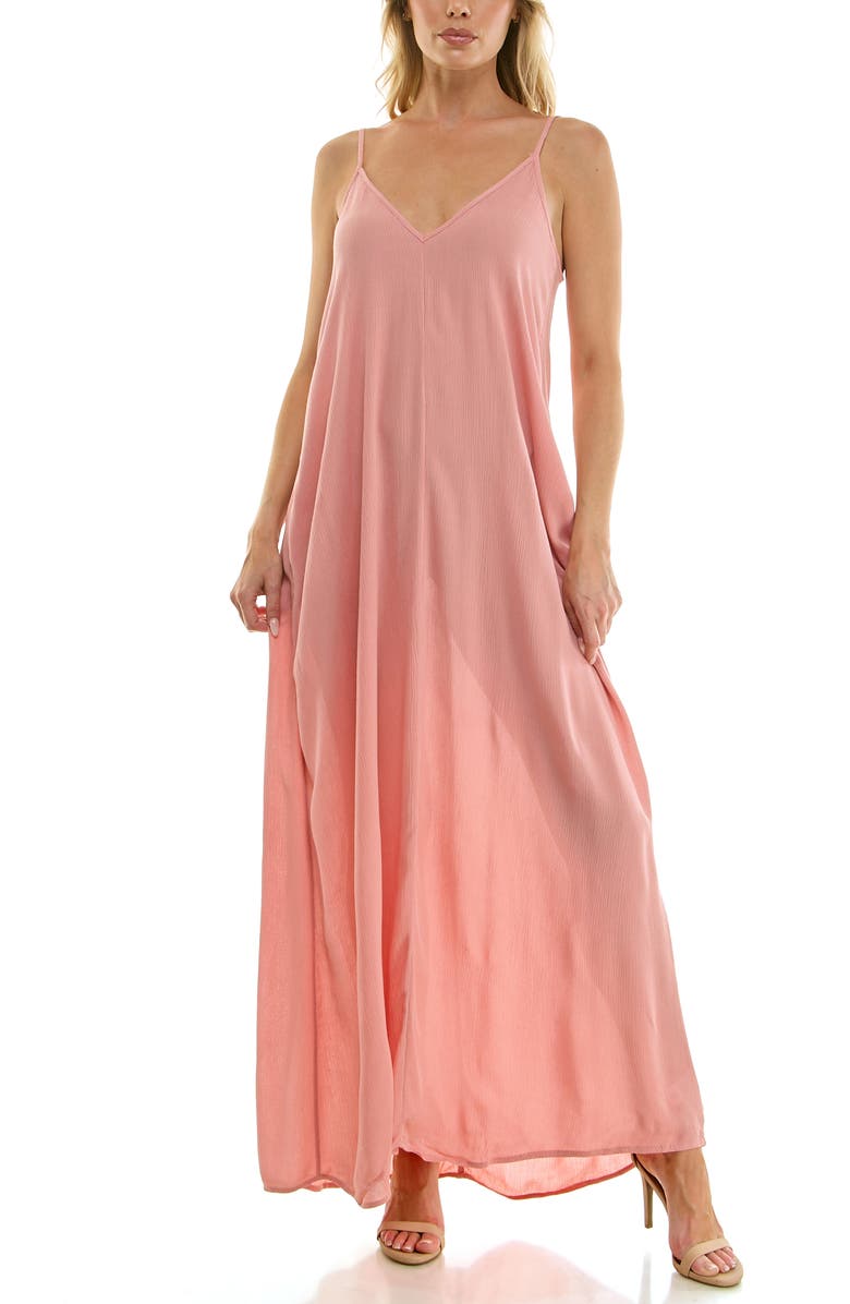 Socialite Sleeveless Gauze Maxi Dress, Main, color, Pink Rosette