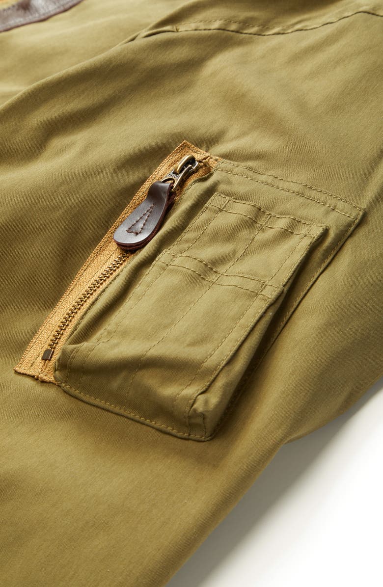 BEAMS Plus B-15 Down & Feather Fill Jacket with Genuine Shearling Collar, Alternate, color, 