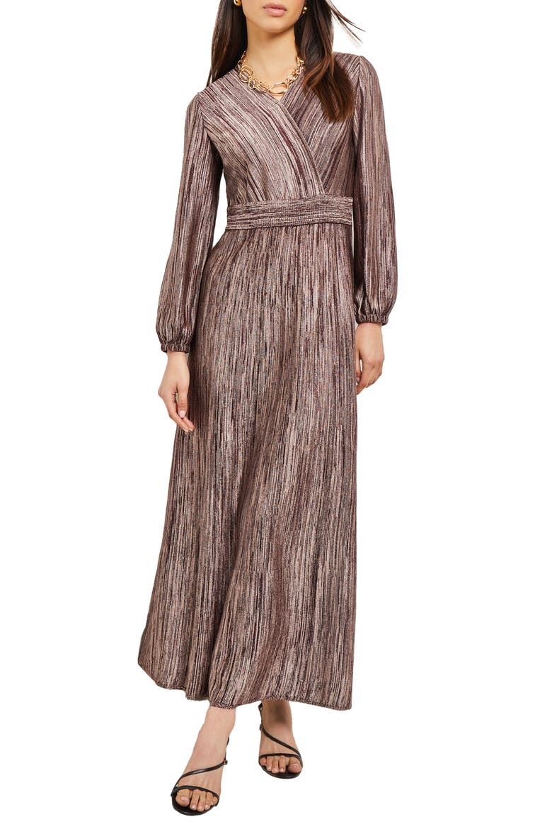 Heritage Fit Long Sleeve Sweater Dress, Main, color, MAHOGANY/VENETIAN ROSE/BLACK