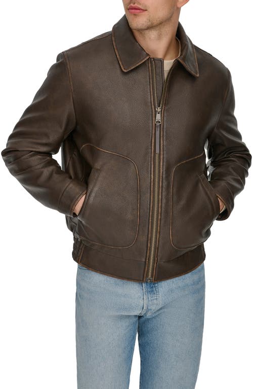 levi's Faux Leather Bomber Jacket in Brown 