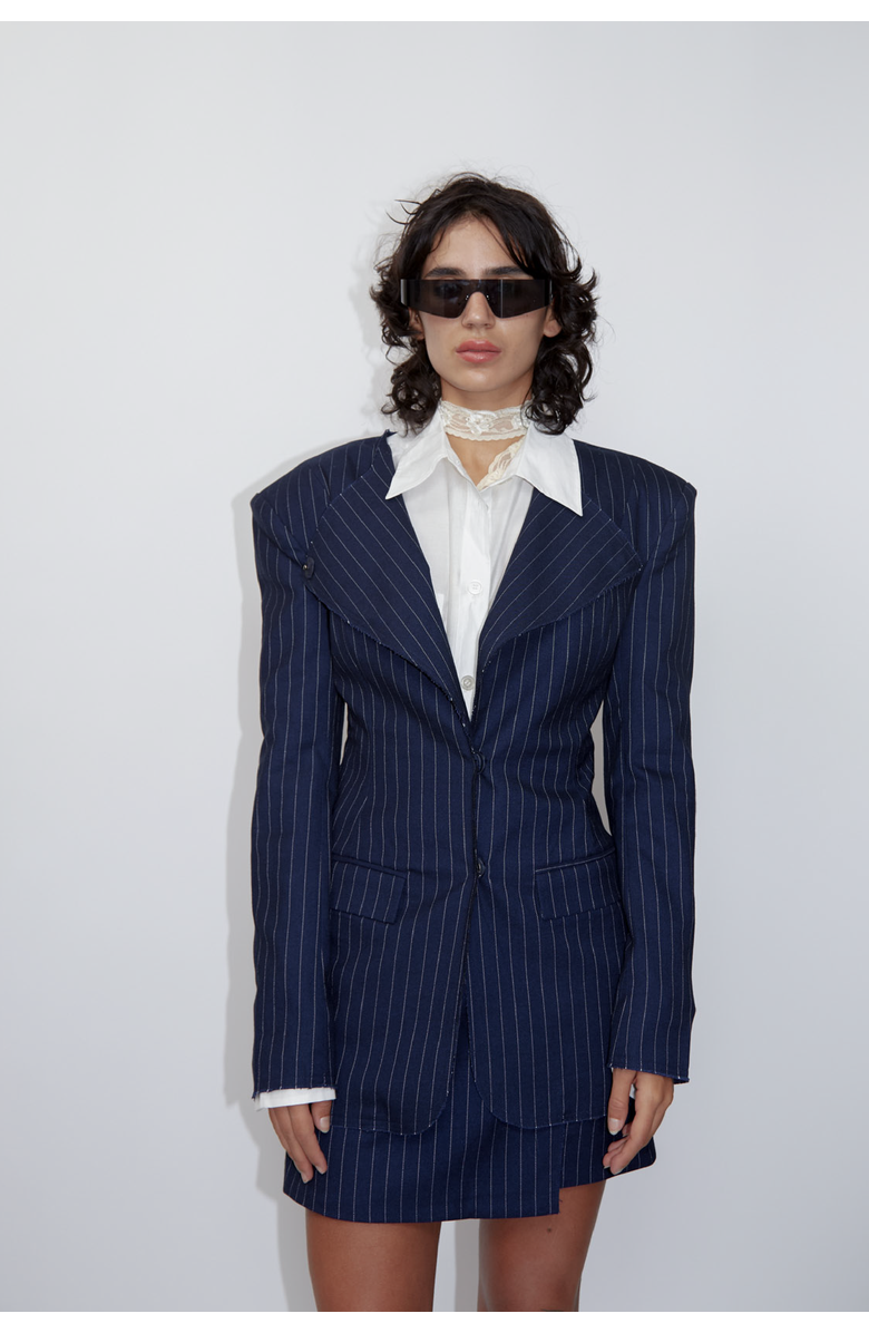 SAEMDI Pinstripe Suit Jacket, Alternate, color, Navy