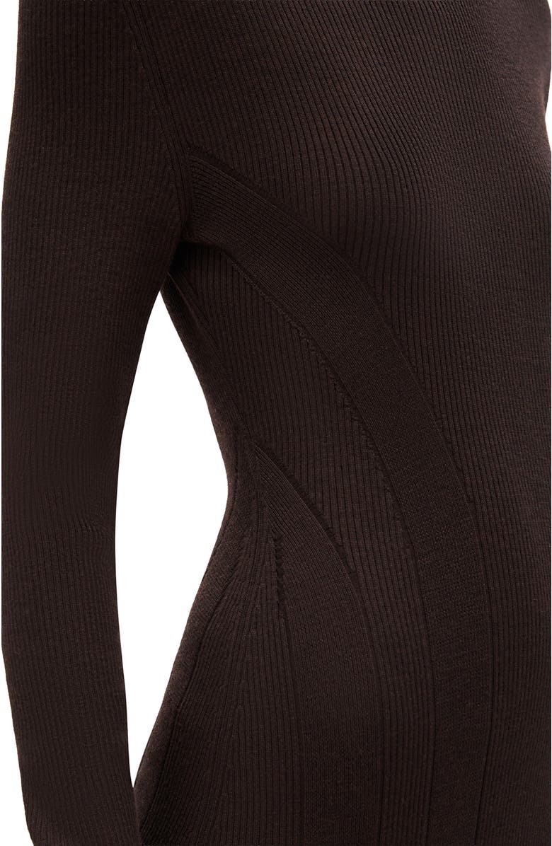 Another Tomorrow Rib Knitwear Dress, Alternate, color, Chocolate