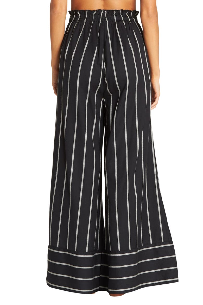 Flip Out Stripe Wide Leg Pants, Alternate, color, BLACK