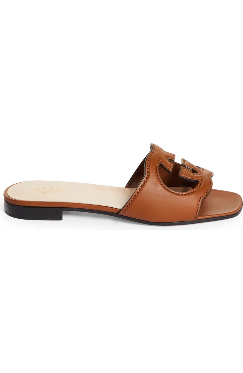 Gucci Interlocking G Cutout Slide Sandal, Alternate, color, Cuir