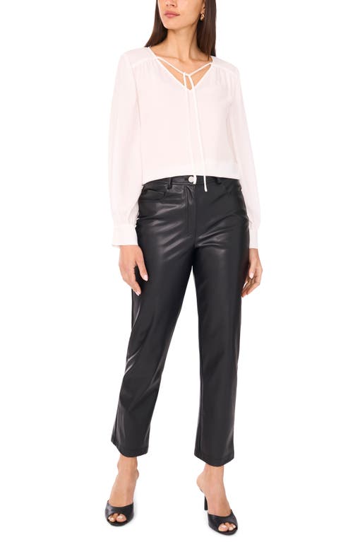 Vince Camuto Split Neck Satin Top In White