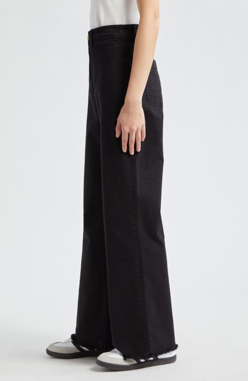 Marine Layer Raw Hem Wide Leg Jeans In Faded Black