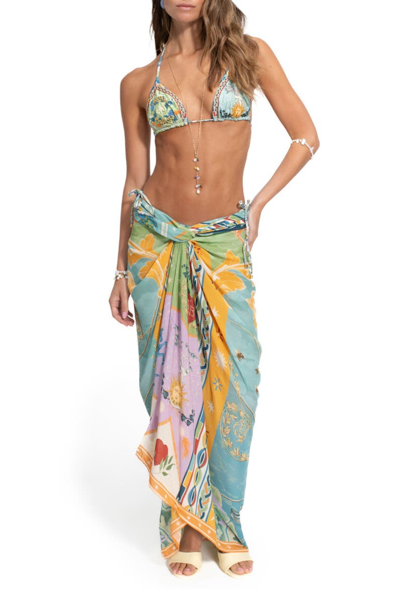 Marine Solstice Tassel Cover-Up Pareo, Main, color, BLUE