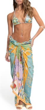 Agua Bendita Marine Solstice Tassel Cover-Up Pareo