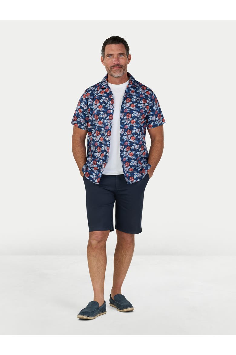 Hawaii Floral Short Sleeve Shirt, Alternate, color, Navy