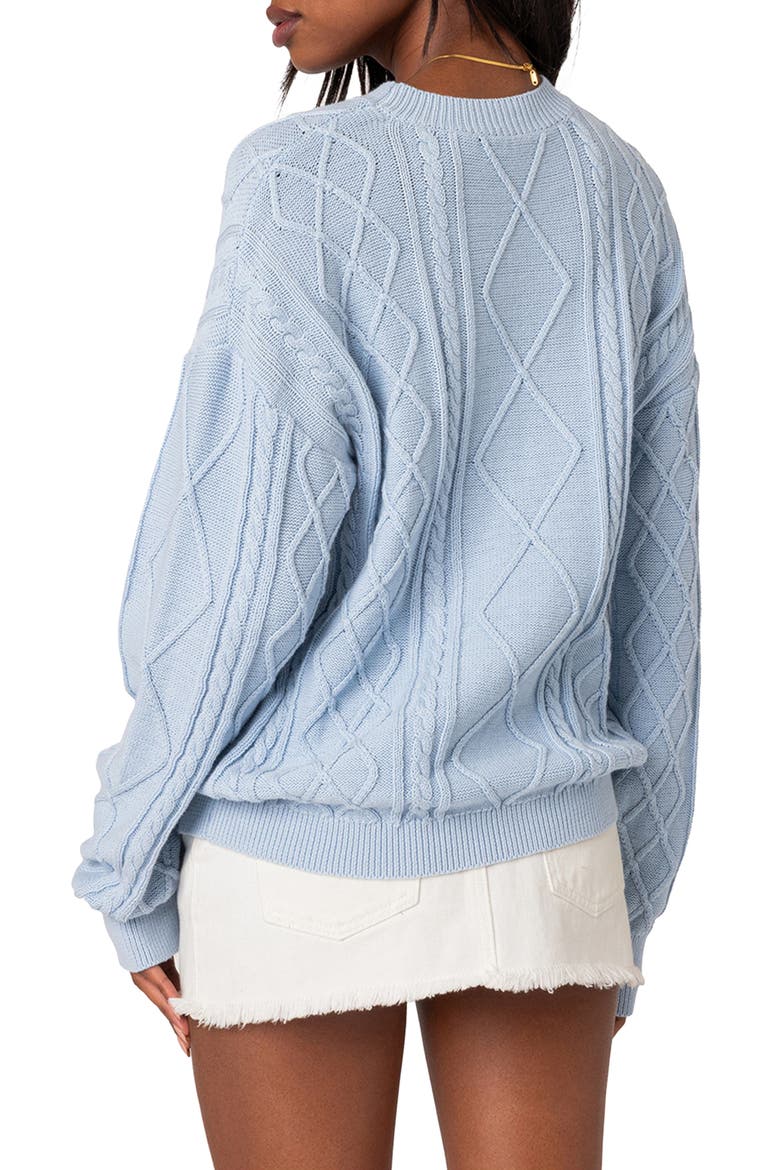 Jessy Cable Stitch Oversize Sweater, Alternate, color, LIGHT-BLUE
