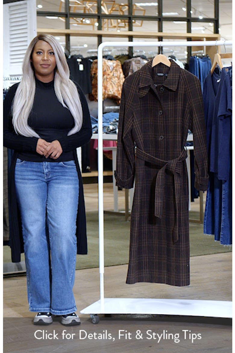 Lauren Ralph Lauren Windowpane Plaid Wool Blend Trench Coat (Women