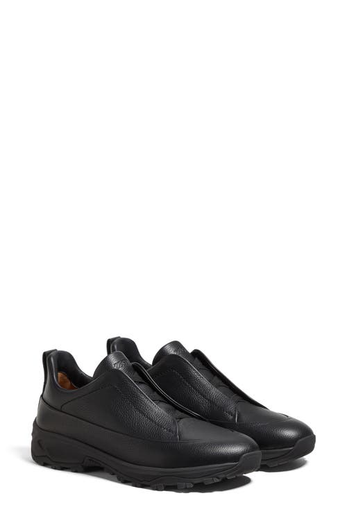 Zegna Monte Sneakers With Triple Stitching Design In Black