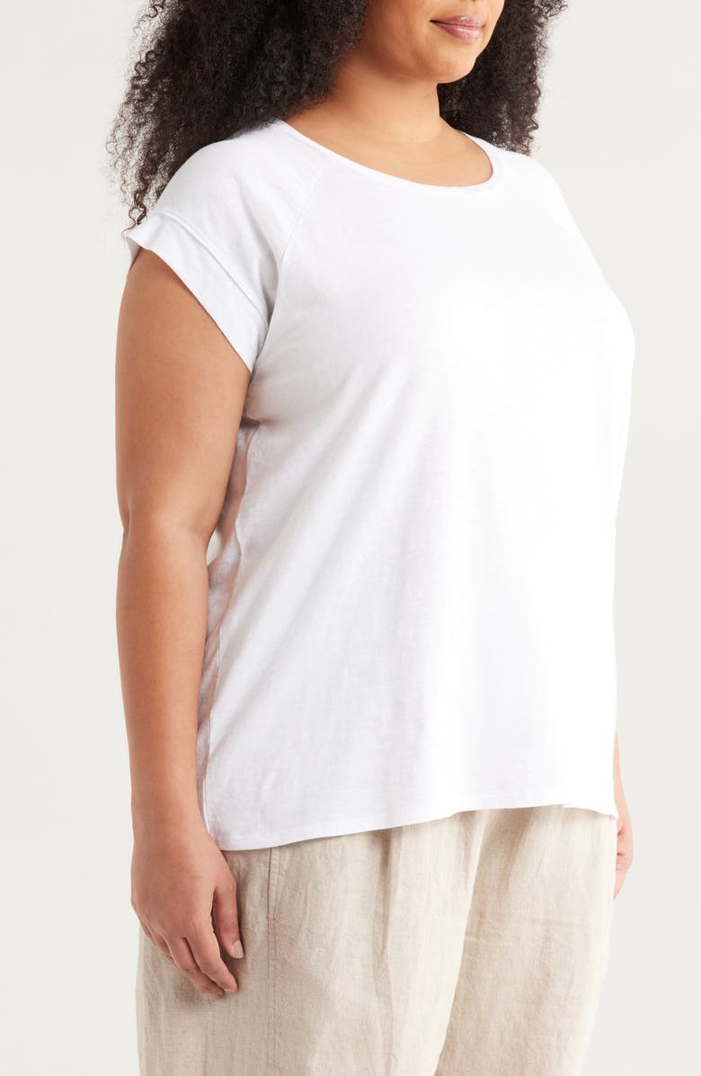 Eileen Fisher Raglan Short Sleeve Organic Cotton Jersey Top, Alternate, color,