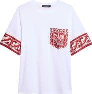 Dolce&Gabbana Majolica Print Cotton & Silk Pocket T-Shirt