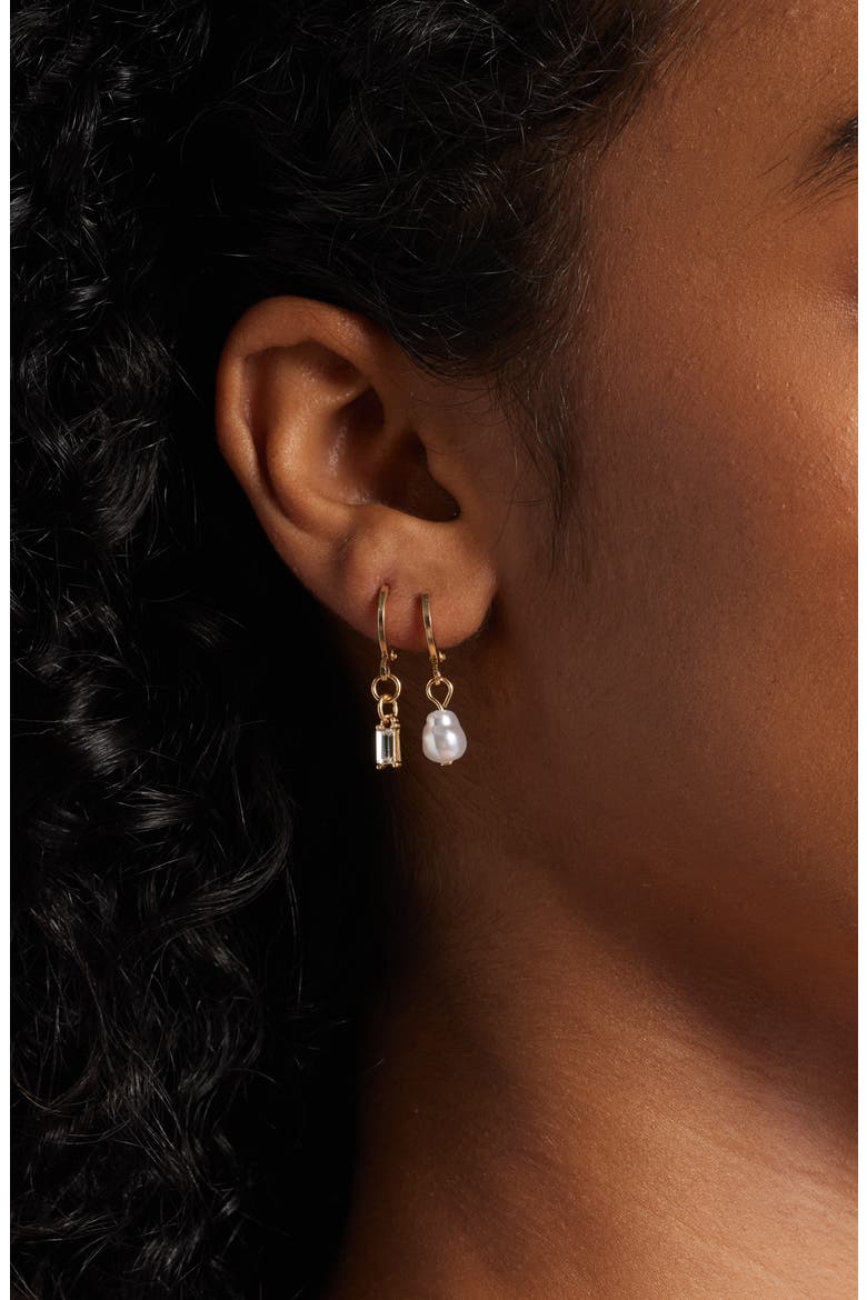 Set of 3 Pretty Bow Drop Earrings, Alternate, color, GOLD- IVORY- BLACK