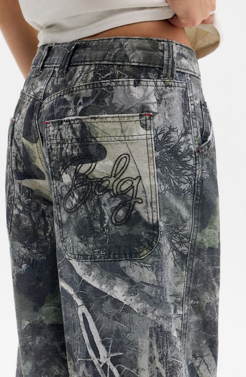 Bdg Urban Outfitters Leaf Camo Wide Leg Jeans In Gray
