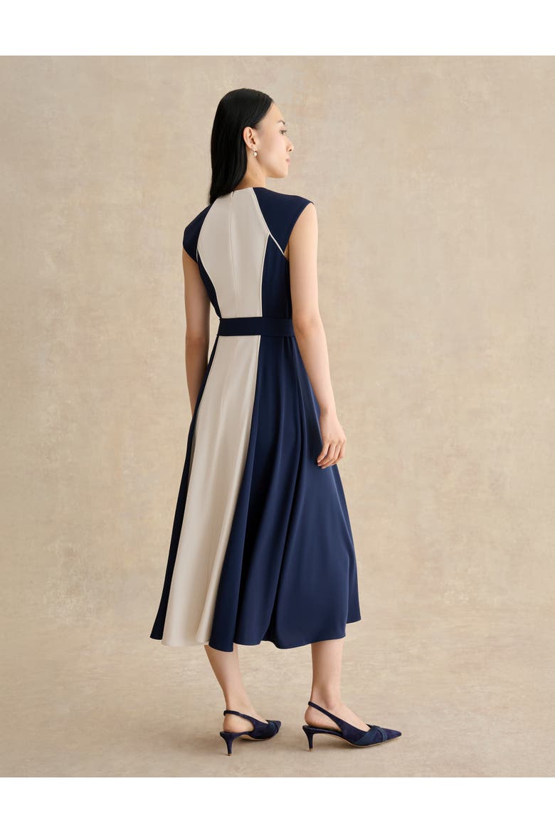 Andrea Colour Block Midi Dress, Alternate, color, Navycream