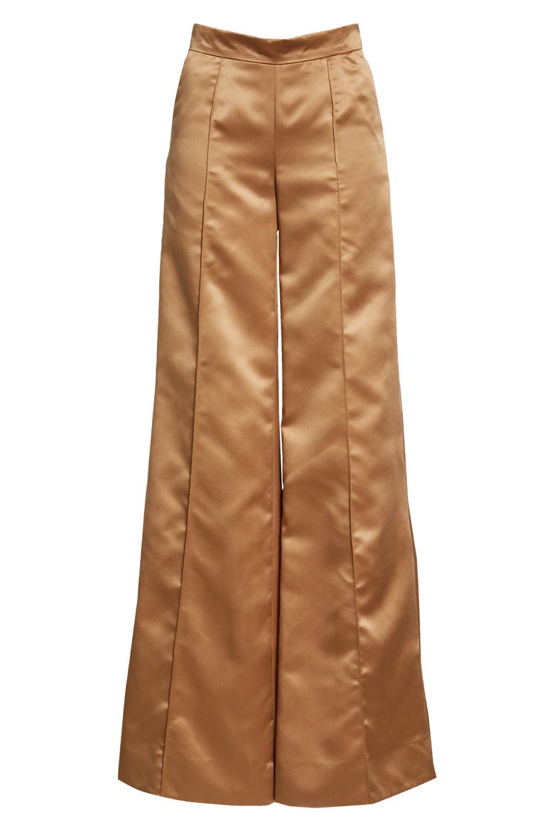 Neko Satin Flare Pants, Alternate, color, WHEAT