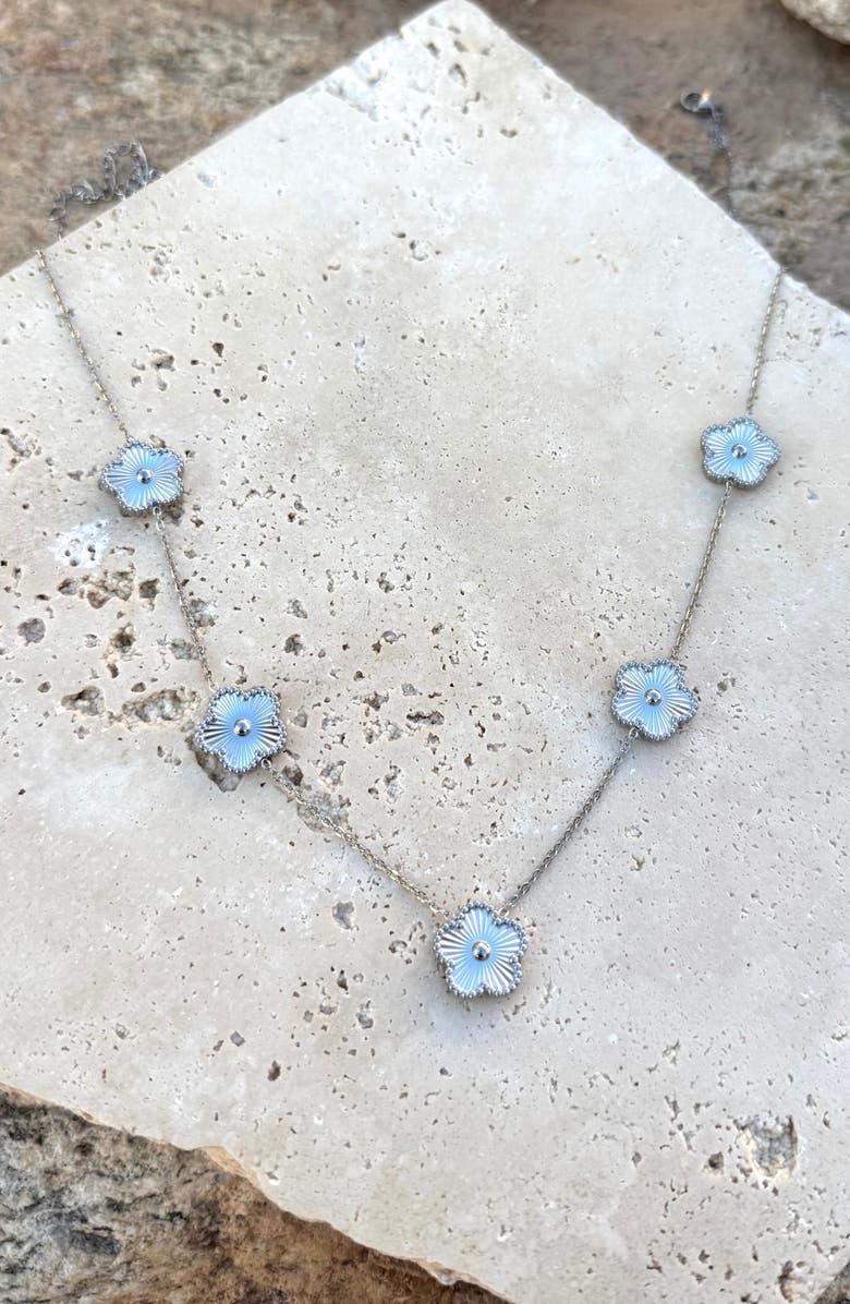 Adornia Tarnish Resistant Floral Station Necklace, Alternate, color, Silver