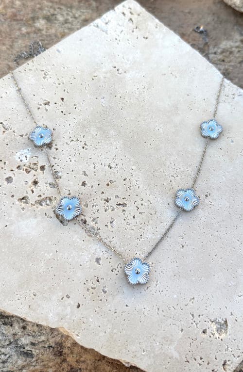 Adornia Tarnish Resistant Silver 5-leaf Clover Station Necklace In Silver