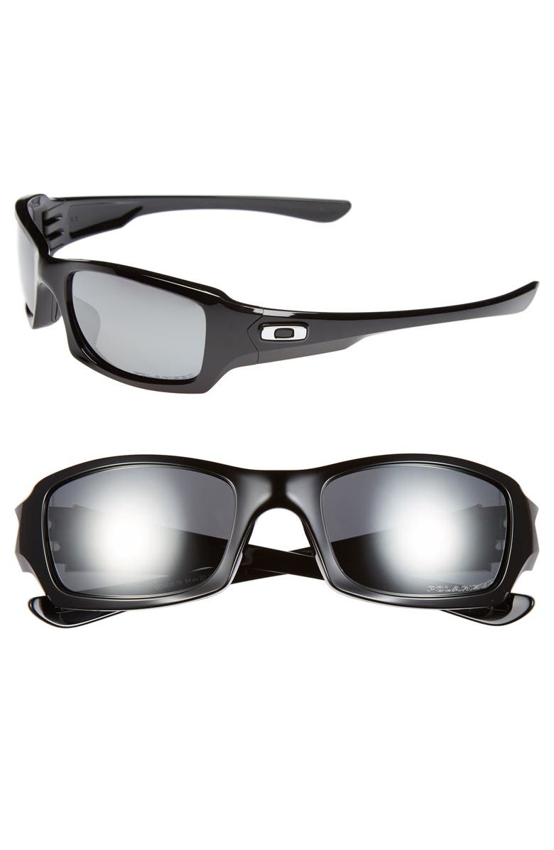 Oakley 'Fives Squared' 54mm Polarized Sunglasses, Main, color, Polished Black/Black Iridium