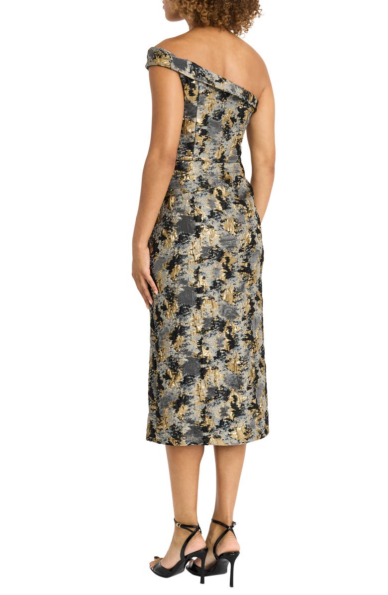 Maggy London Metallic Print One-Shoulder Dress, Alternate, color, 