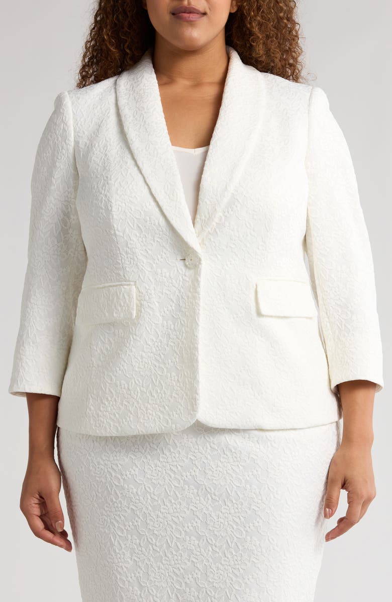 KASPER Shawl Collar Lace Three Quarter Sleeve Blazer, Alternate, color, 