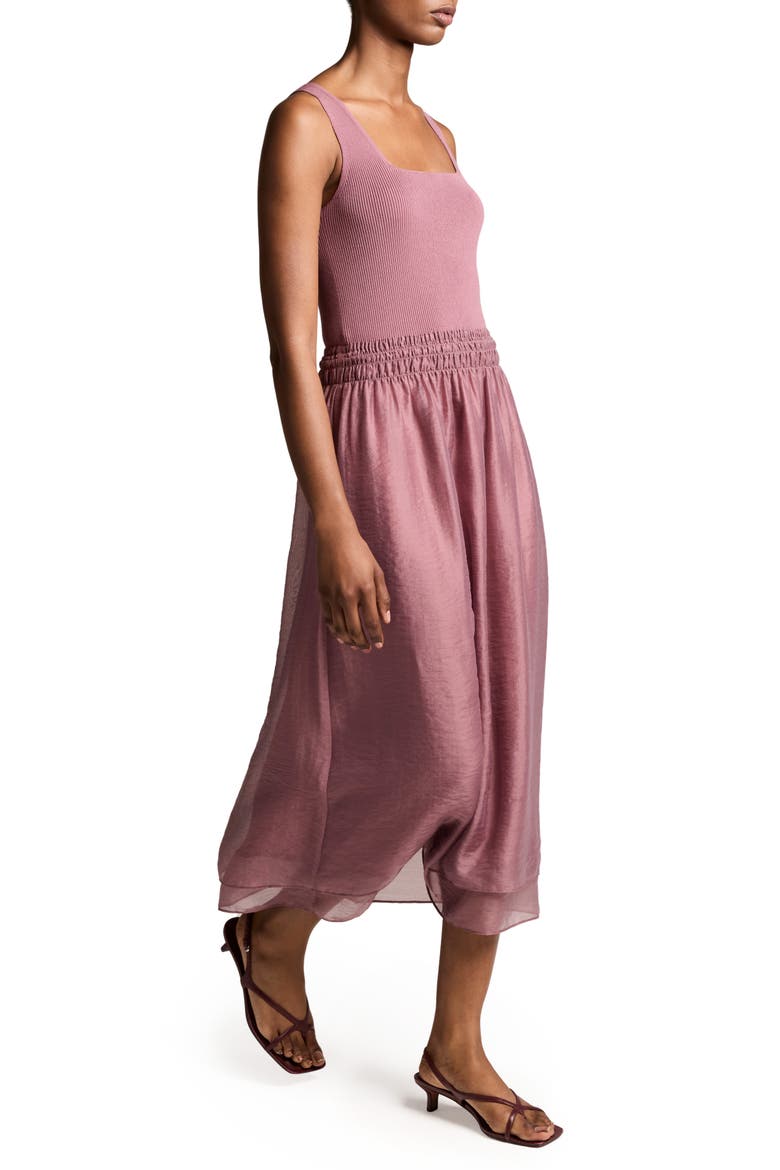 Square Neck Sleeveless Midi Dress, Alternate, color, DUSTY PEONY