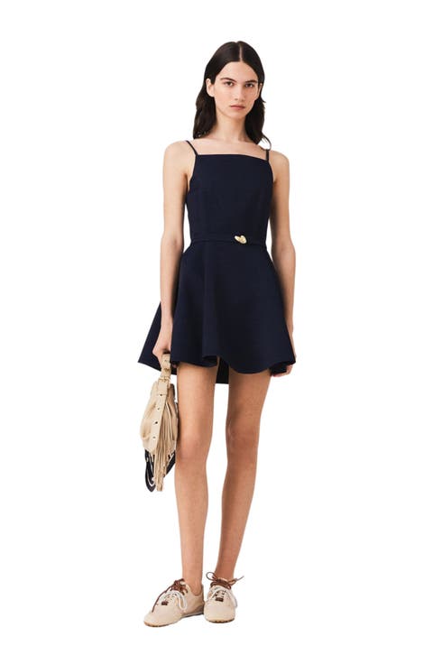 Flared dress with straps