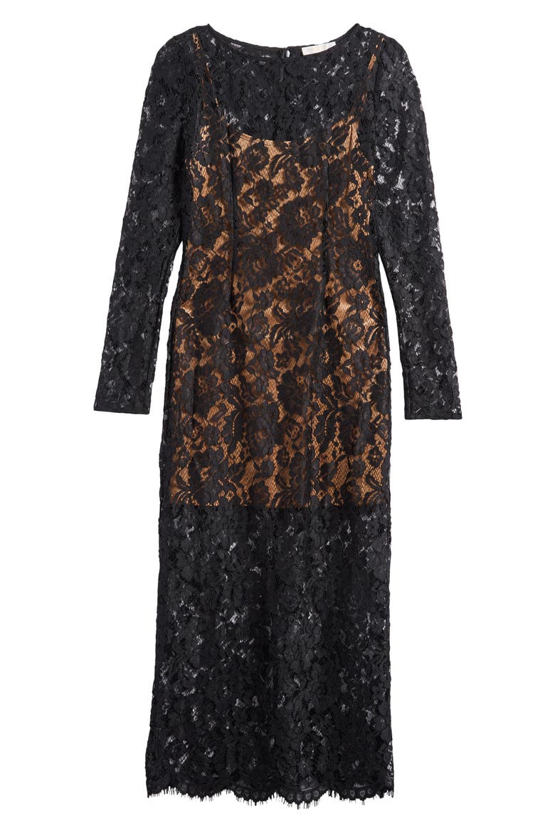 Long Sleeve Lace Dress, Alternate, color, BLACK LACE