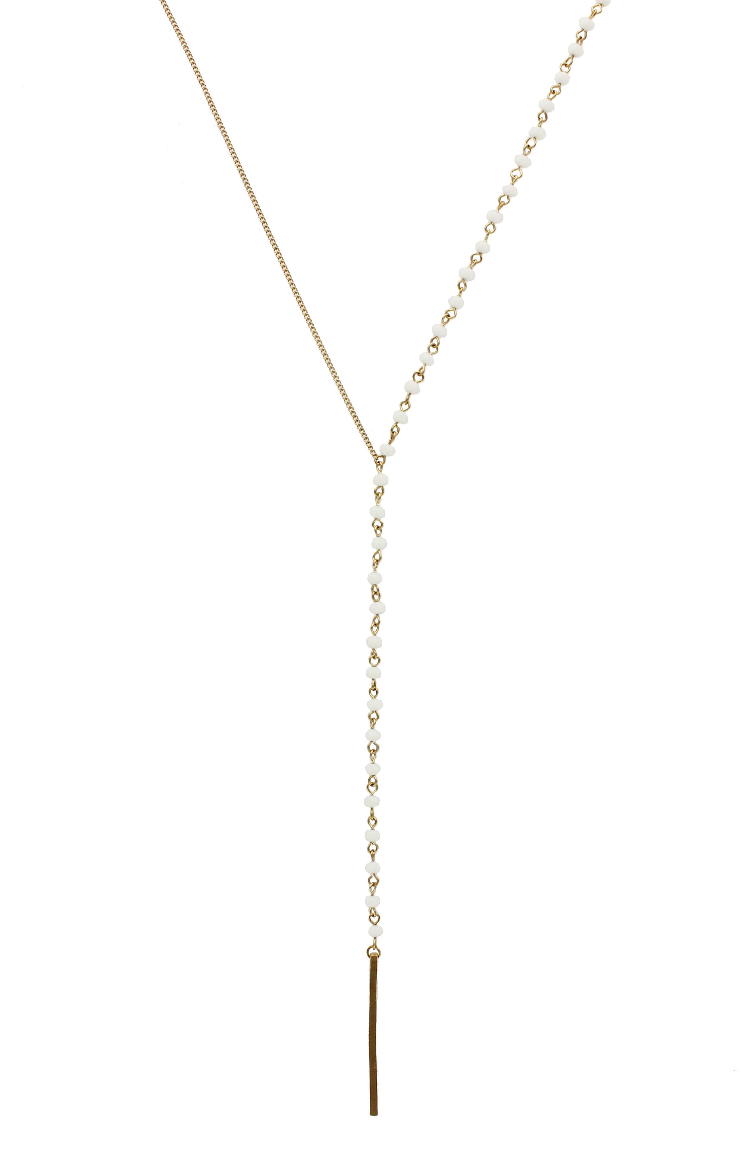 OLIVIA WELLES Drop of Beaded Lariat Necklace