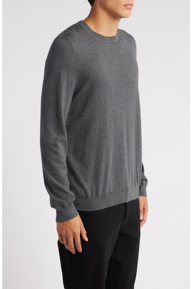 Cotton & Silk Crewneck Sweater, Alternate, color, GREY MAGNET HEATHER