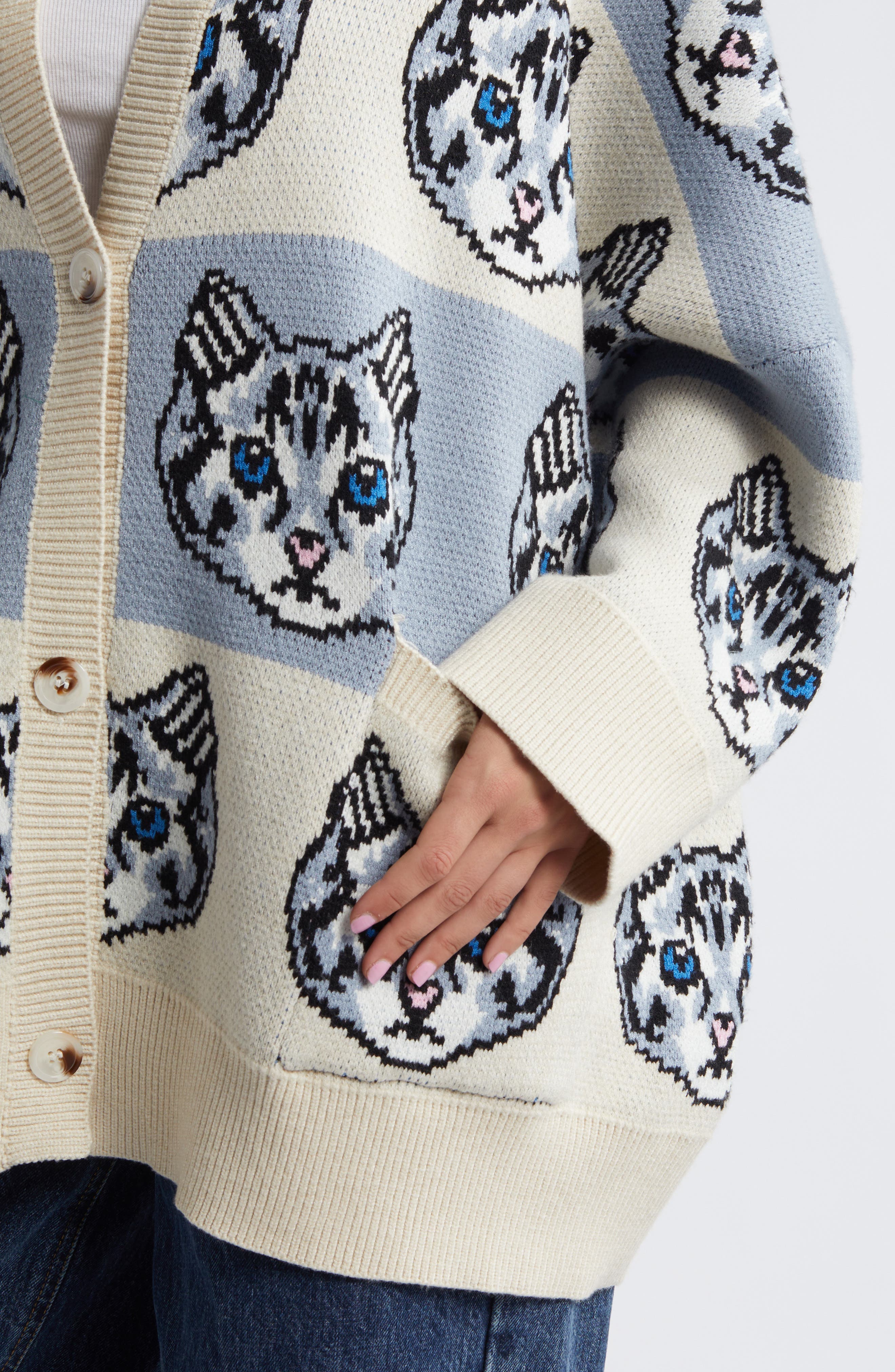 Dressed in Lala Cat Stripe Oversize Cardigan (Women) | Nordstrom