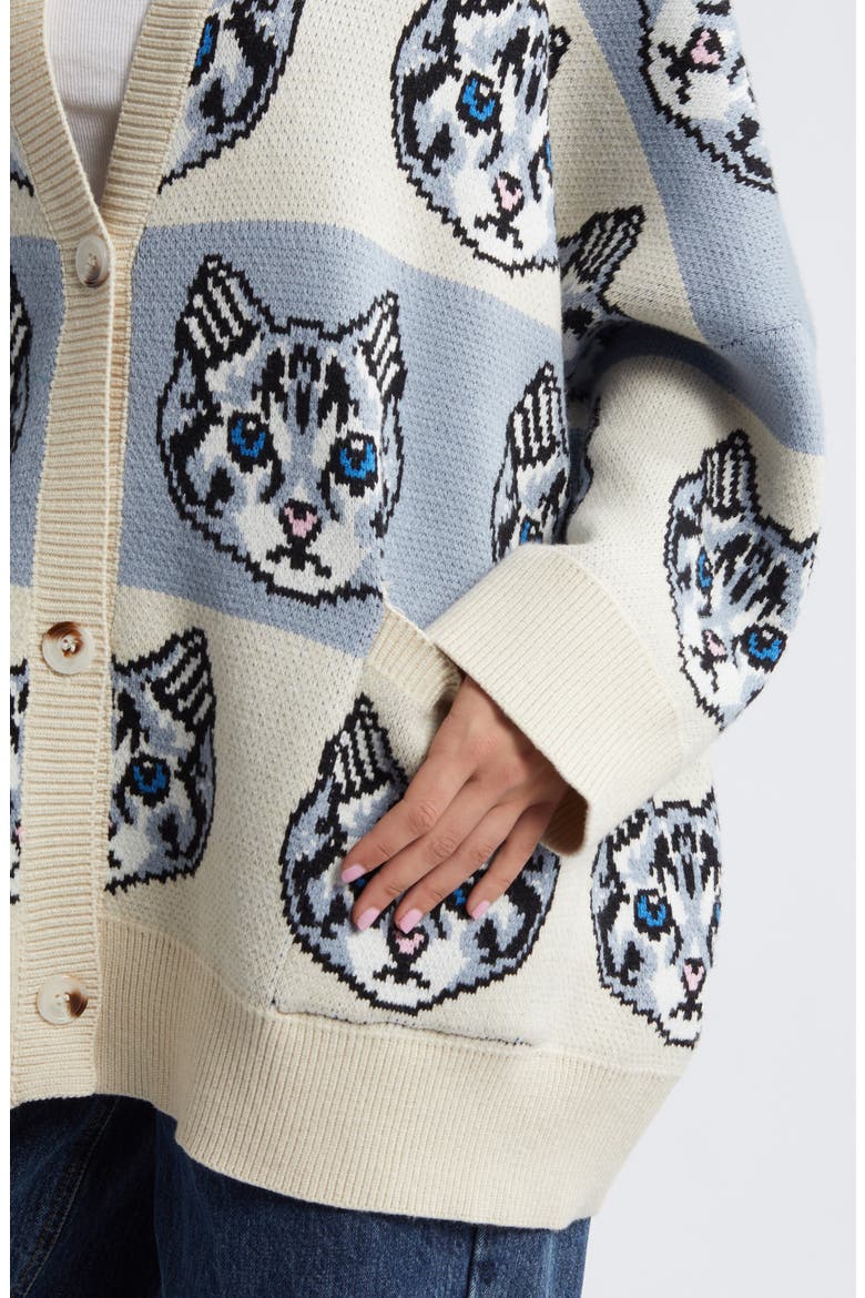 Dressed in Lala Cat Stripe Oversize Cardigan (Women) | Nordstrom